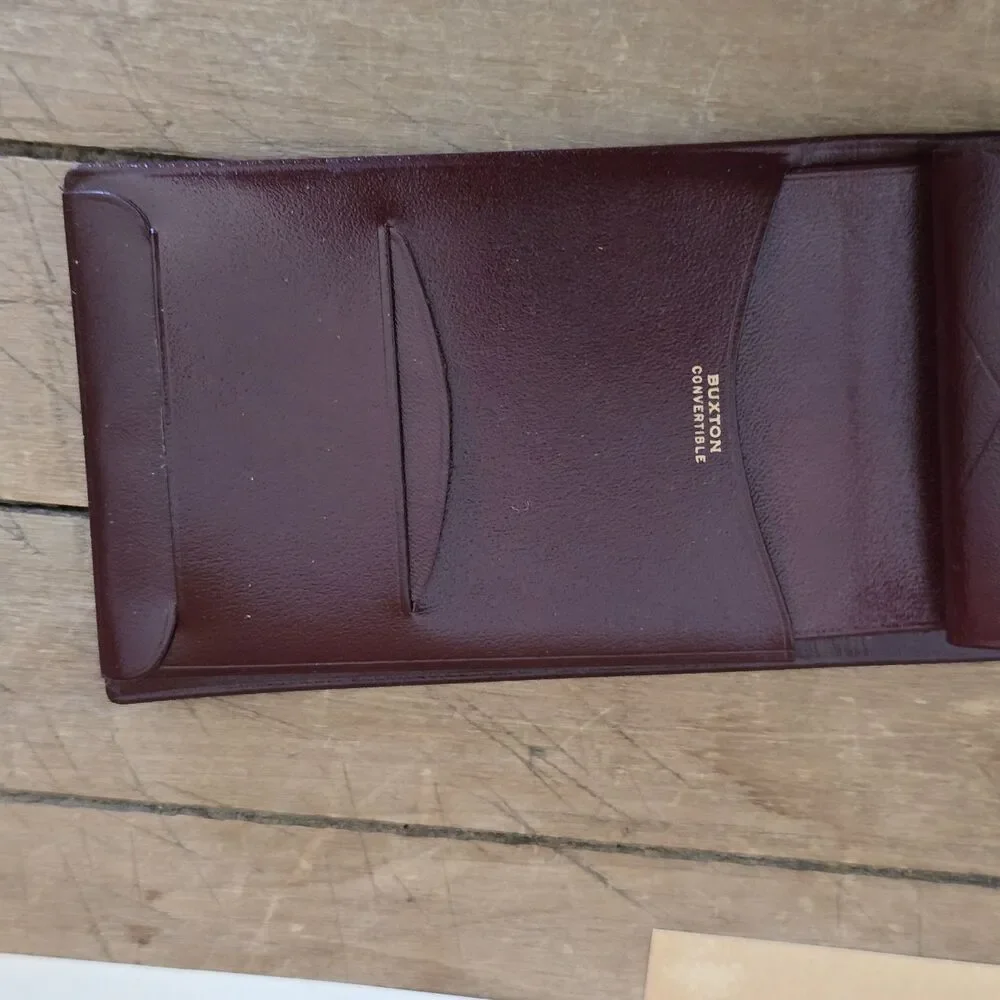 Vintage Buxton Men’s Leather Wallets 1 Black 1 Burgundy Lot Of 2 With Boxes READ
